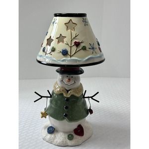ST NICHOLAS SQUARE Ceramic Snowman Tea Light Candle Holder Lamp